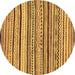 Round Abstract Brown Modern Rug, abs2296brn