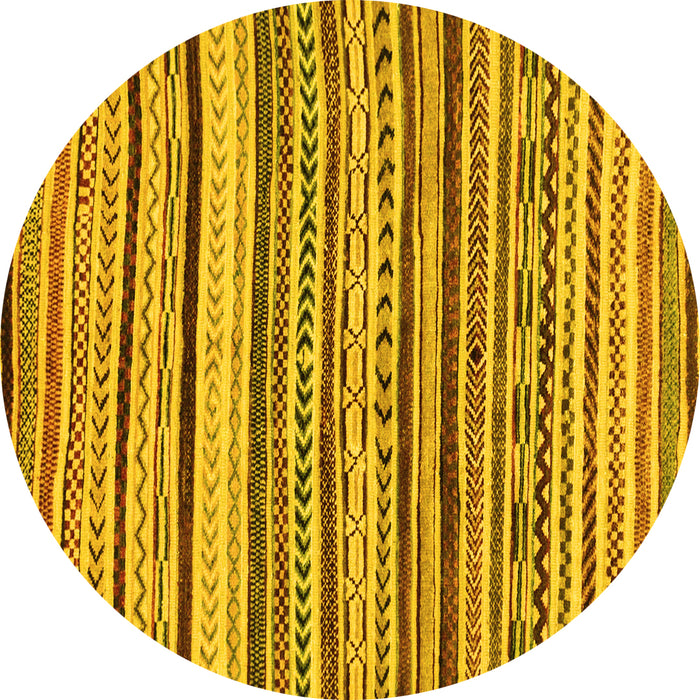 Round Abstract Yellow Modern Rug, abs2296yw