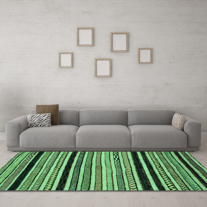 Machine Washable Abstract Turquoise Modern Area Rugs in a Living Room,, wshabs2297turq