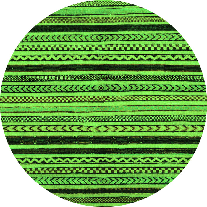Round Machine Washable Abstract Green Modern Area Rugs, wshabs2297grn