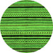 Round Machine Washable Abstract Green Modern Area Rugs, wshabs2297grn