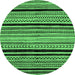 Round Abstract Emerald Green Modern Rug, abs2297emgrn