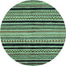 Round Abstract Light Blue Modern Rug, abs2297lblu