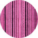 Round Machine Washable Abstract Pink Modern Rug, wshabs2297pnk