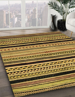 Machine Washable Abstract Yellow Rug in a Family Room, wshabs2297