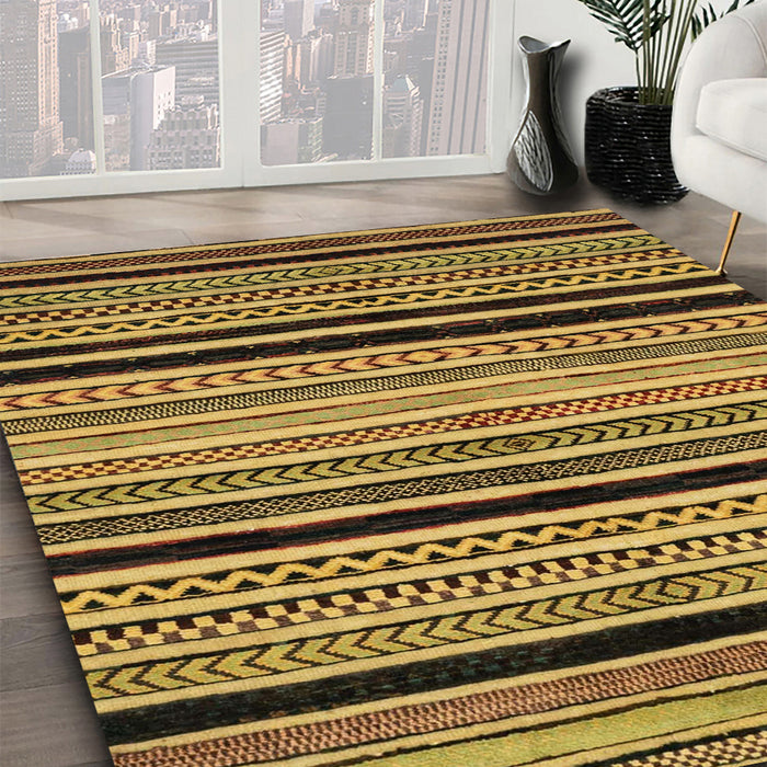 Machine Washable Abstract Yellow Rug in a Family Room, wshabs2297