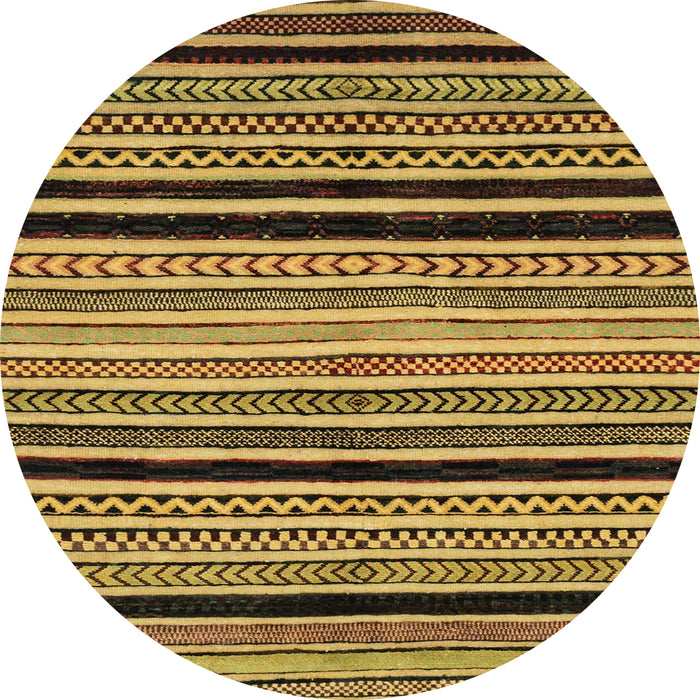 Round Abstract Yellow Modern Rug, abs2297