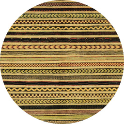 Round Machine Washable Abstract Yellow Rug, wshabs2297