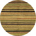 Round Machine Washable Abstract Yellow Rug, wshabs2297