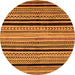 Round Machine Washable Abstract Orange Modern Area Rugs, wshabs2297org