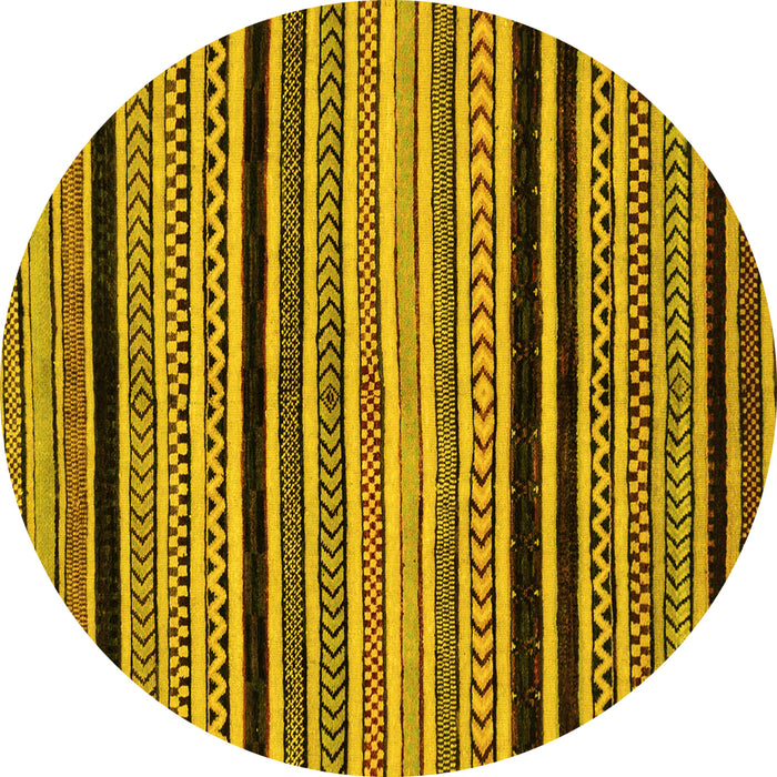 Round Abstract Yellow Modern Rug, abs2297yw