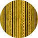 Round Abstract Yellow Modern Rug, abs2297yw