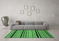 Machine Washable Abstract Emerald Green Modern Rug, wshabs2297emgrn