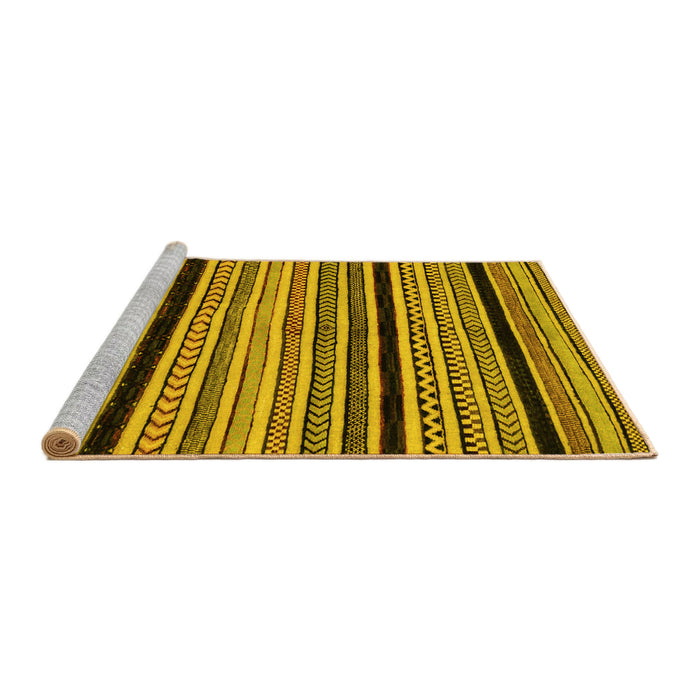 Sideview of Machine Washable Abstract Yellow Modern Rug, wshabs2297yw
