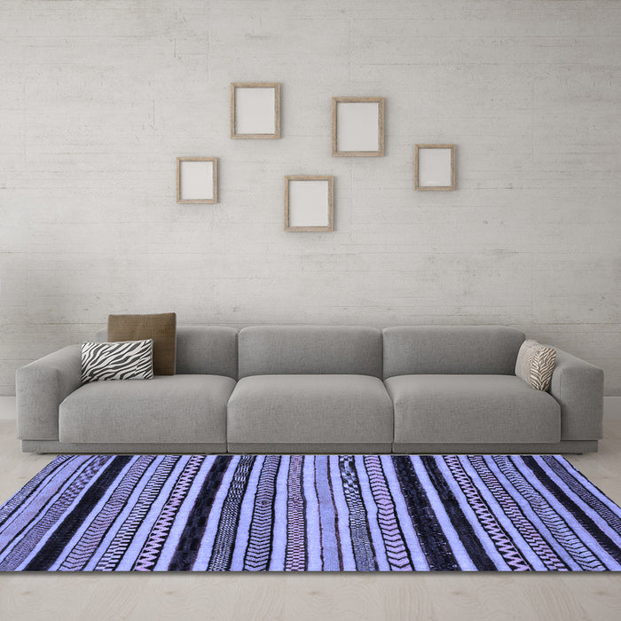 Machine Washable Abstract Blue Modern Rug in a Living Room, wshabs2297blu