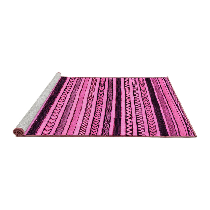 Sideview of Machine Washable Abstract Pink Modern Rug, wshabs2297pnk