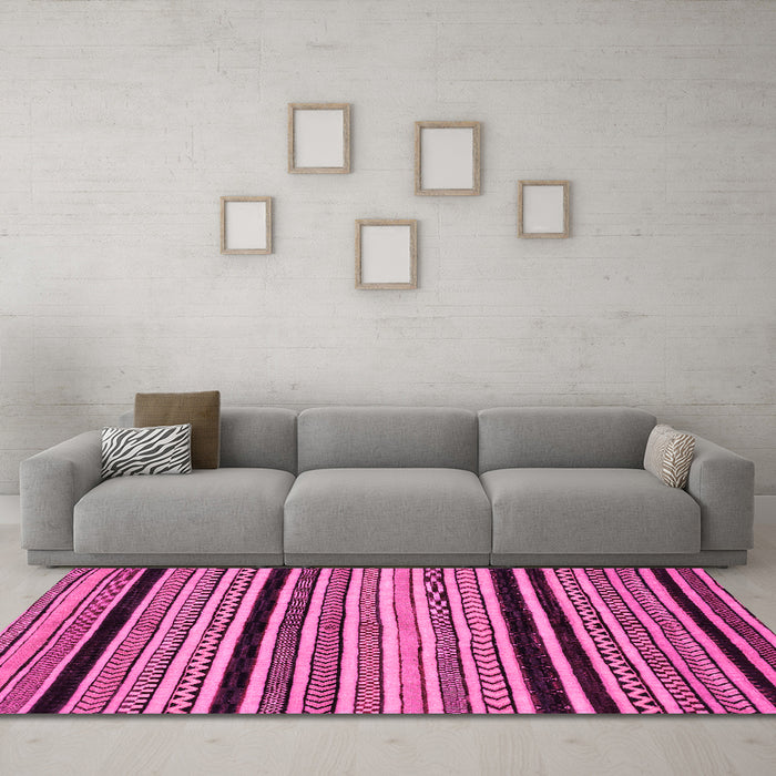Machine Washable Abstract Pink Modern Rug in a Living Room, wshabs2297pnk