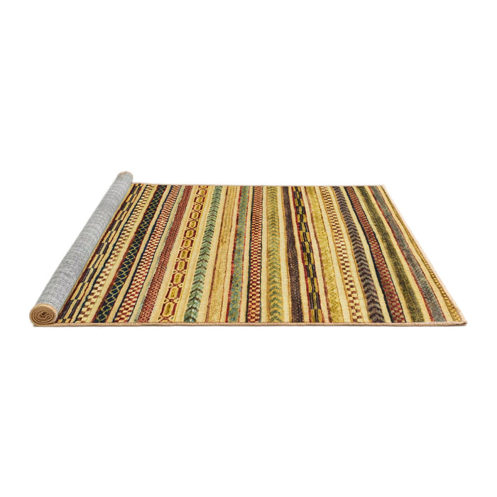 Sideview of Machine Washable Abstract Gen Brown Yellow Rug, wshabs2298