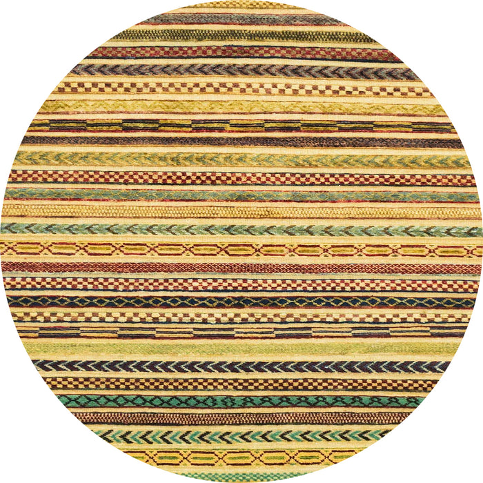 Round Machine Washable Abstract Gen Brown Yellow Rug, wshabs2298