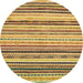 Round Machine Washable Abstract Gen Brown Yellow Rug, wshabs2298