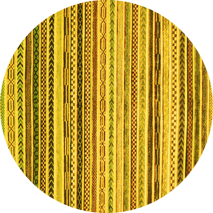 Round Abstract Yellow Modern Rug, abs2298yw