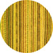 Round Abstract Yellow Modern Rug, abs2298yw