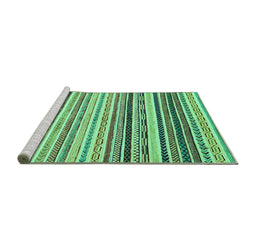 Sideview of Machine Washable Abstract Turquoise Modern Area Rugs, wshabs2298turq