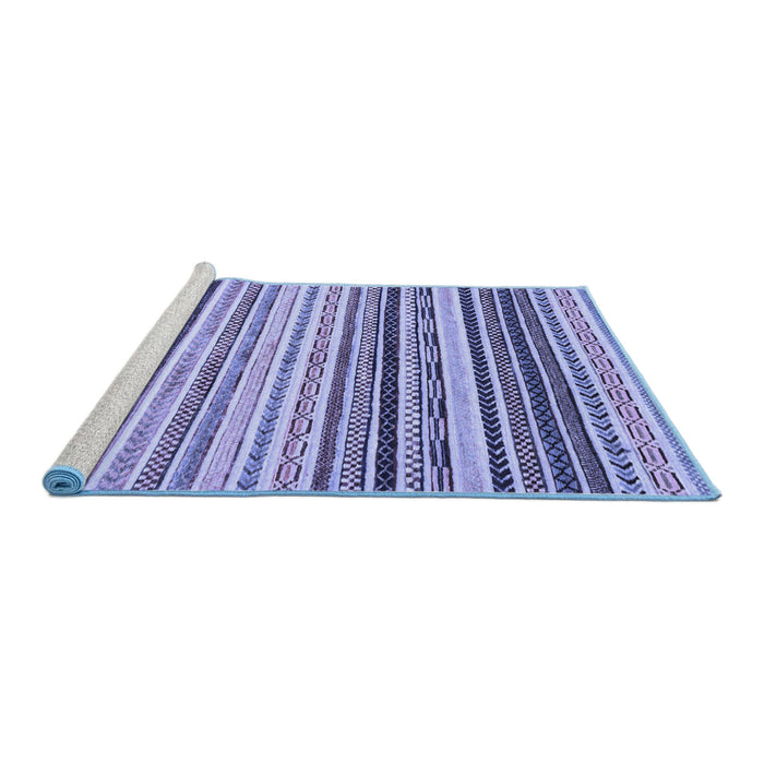Sideview of Machine Washable Abstract Blue Modern Rug, wshabs2298blu