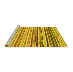 Sideview of Machine Washable Abstract Yellow Modern Rug, wshabs2298yw