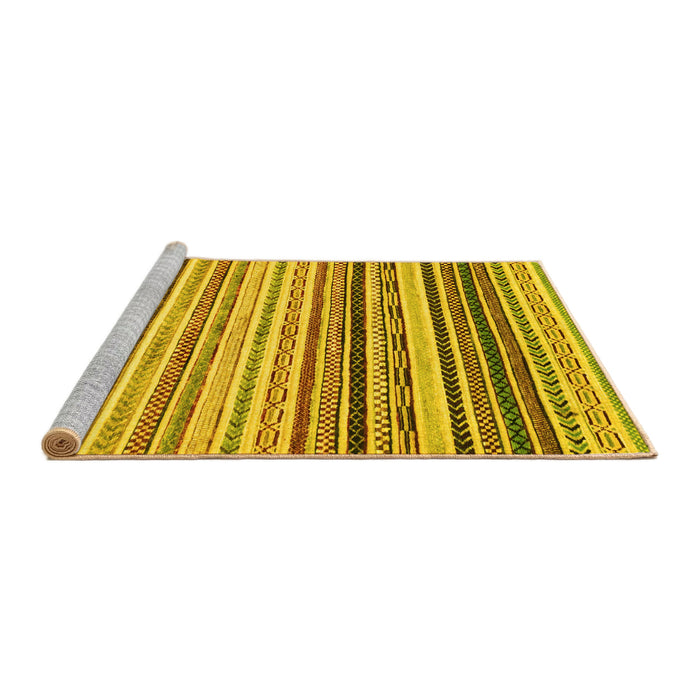 Sideview of Machine Washable Abstract Yellow Modern Rug, wshabs2298yw