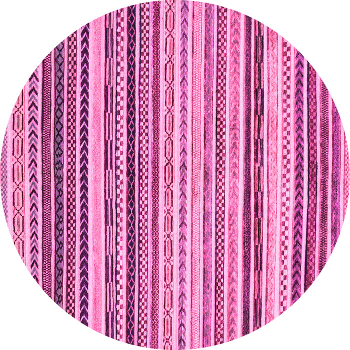 Round Machine Washable Abstract Pink Modern Rug, wshabs2298pnk