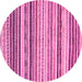 Round Machine Washable Abstract Pink Modern Rug, wshabs2298pnk