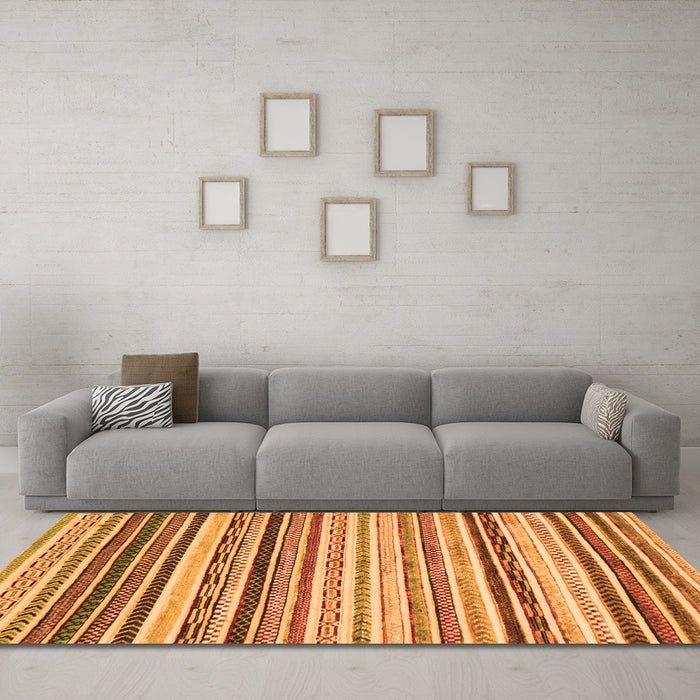 Machine Washable Abstract Orange Modern Area Rugs in a Living Room, wshabs2298org