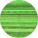 Round Machine Washable Abstract Green Modern Area Rugs, wshabs2298grn