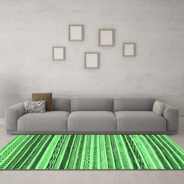 Machine Washable Abstract Emerald Green Modern Area Rugs in a Living Room,, wshabs2298emgrn