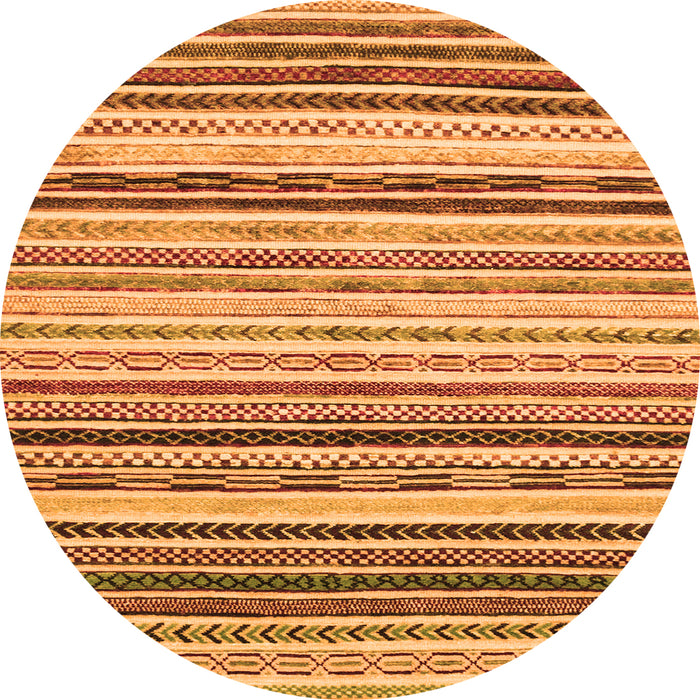 Round Machine Washable Abstract Orange Modern Area Rugs, wshabs2298org
