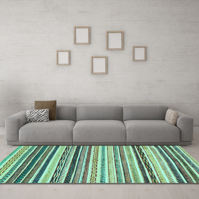 Machine Washable Abstract Light Blue Modern Rug in a Living Room, wshabs2298lblu