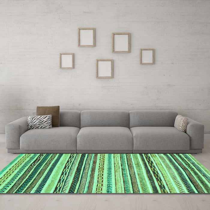 Machine Washable Abstract Turquoise Modern Area Rugs in a Living Room,, wshabs2298turq