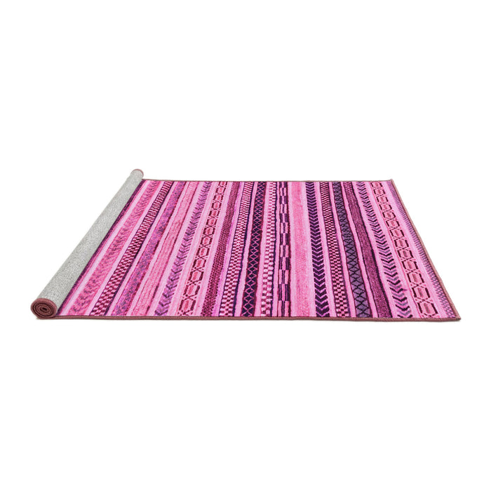 Sideview of Machine Washable Abstract Pink Modern Rug, wshabs2298pnk