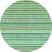 Round Abstract Light Blue Modern Rug, abs2299lblu