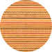 Round Machine Washable Abstract Orange Modern Area Rugs, wshabs2299org