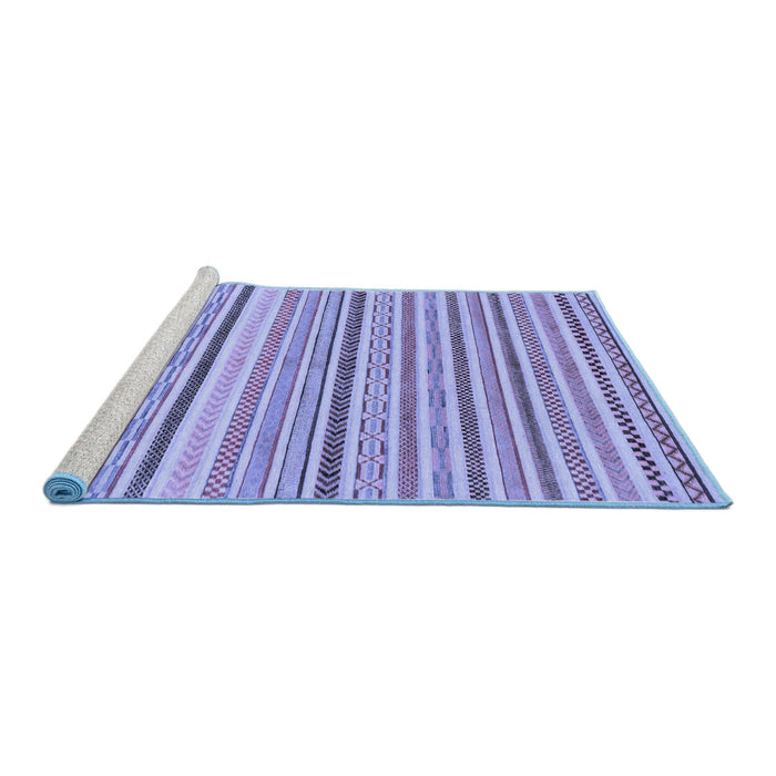 Sideview of Machine Washable Abstract Blue Modern Rug, wshabs2299blu
