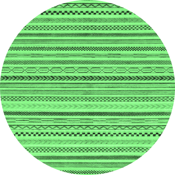 Round Machine Washable Abstract Emerald Green Modern Area Rugs, wshabs2299emgrn