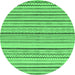 Round Machine Washable Abstract Emerald Green Modern Area Rugs, wshabs2299emgrn