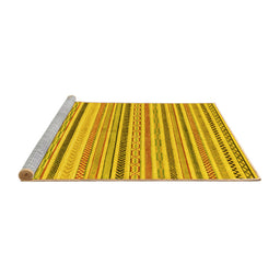 Sideview of Machine Washable Abstract Yellow Modern Rug, wshabs2299yw