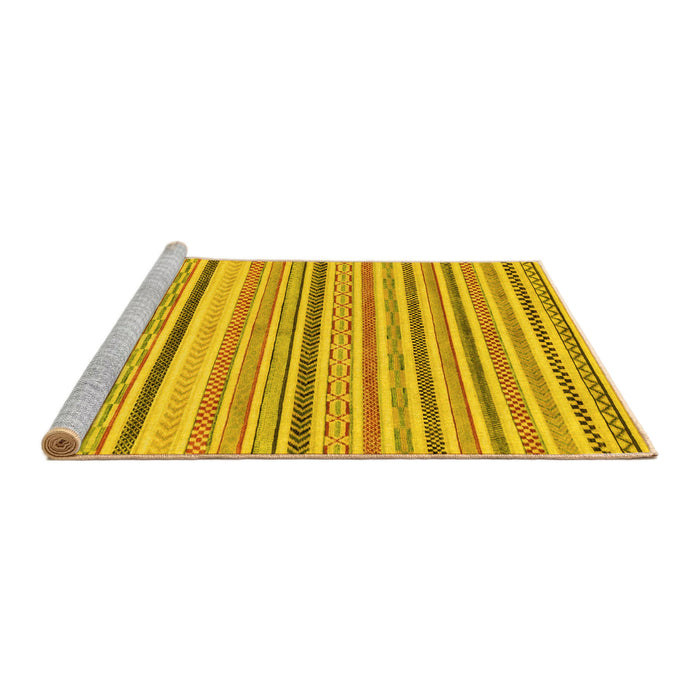 Sideview of Machine Washable Abstract Yellow Modern Rug, wshabs2299yw