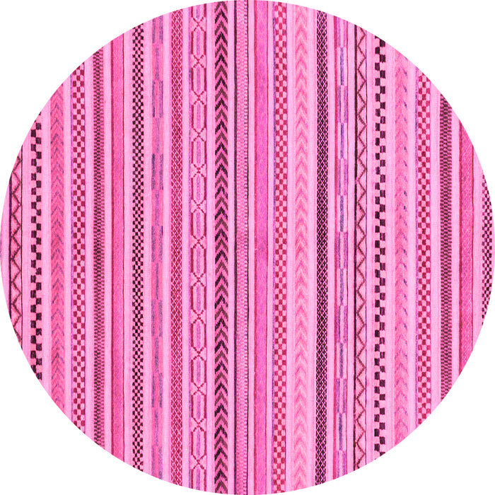 Round Machine Washable Abstract Pink Modern Rug, wshabs2299pnk