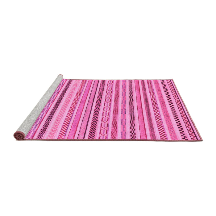 Sideview of Machine Washable Abstract Pink Modern Rug, wshabs2299pnk