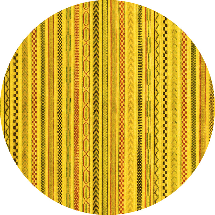 Round Abstract Yellow Modern Rug, abs2299yw