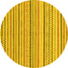 Round Abstract Yellow Modern Rug, abs2299yw